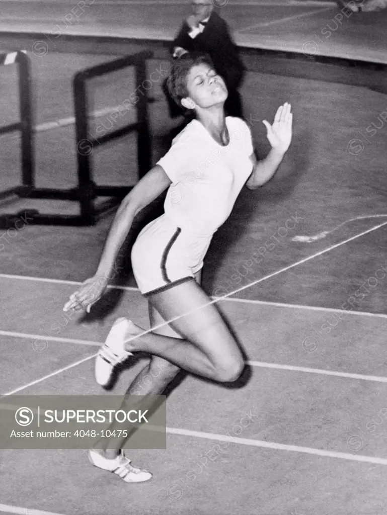 Wilma Rudolph sets a World record for the indoor 60-yard sprint Madison square Garden. The Olympic Triple Gold Medal Winner, ran won the race in 6.8 seconds. February 17, 1961.