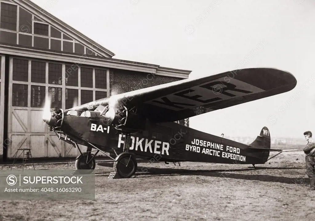 Fokker Tri-motor monoplane that flew Richard Byrd and Floyd Bennett on their North Pole expedition. It was named 'Josephine Ford,' after the daughter of Ford Motor Company President, Edsel Ford, who contributed to the expedition  (BSLOC_2018_2_26)