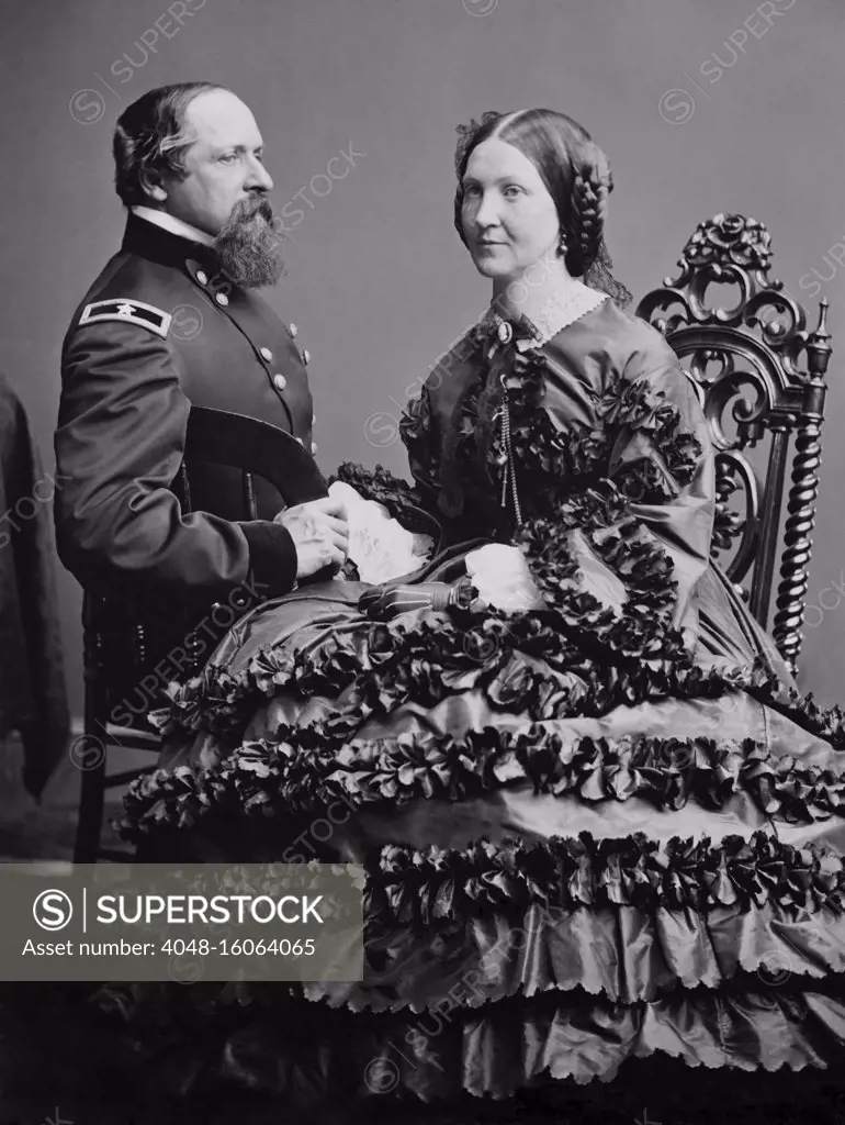 Union Civil War General James Ricketts with his wife Fannie, after he  returned to duty in 1862. Col. Ricketts was shot four times and captured at  the First Battle of Bull Run,