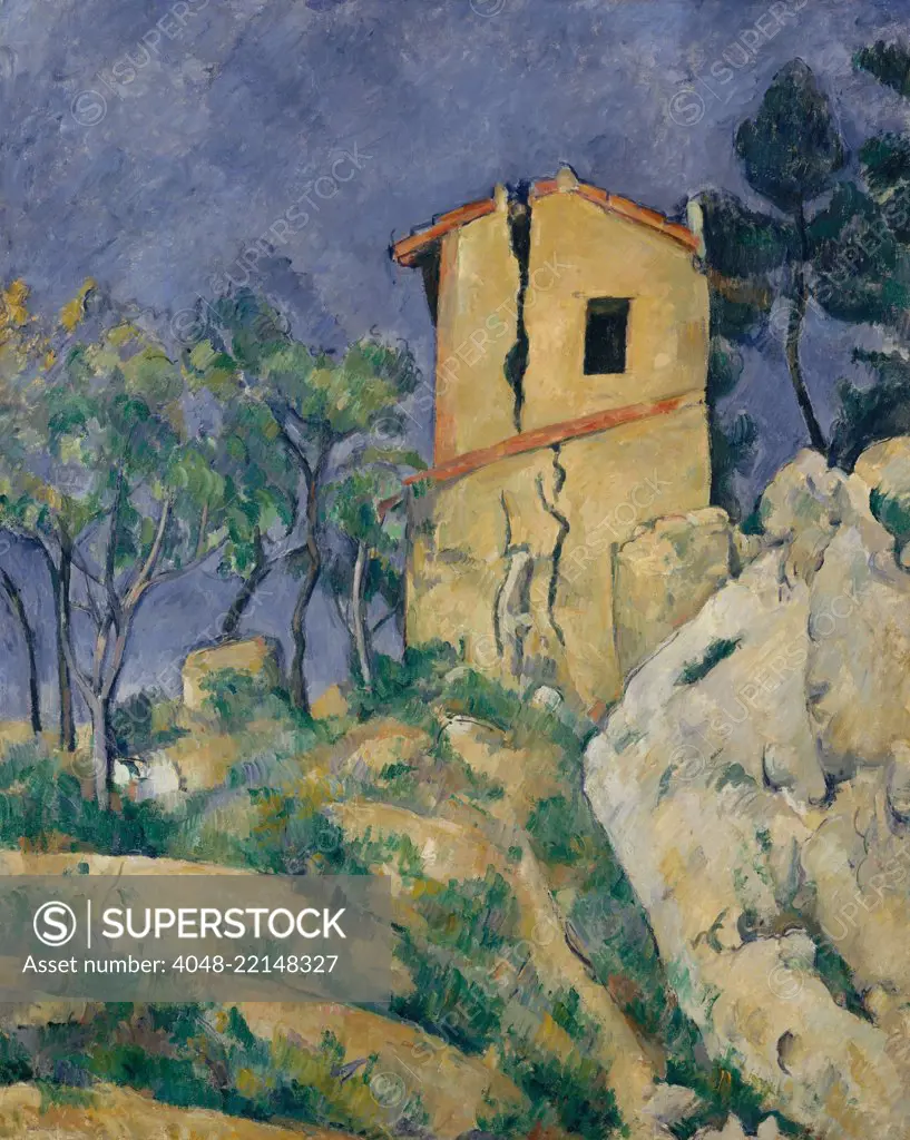 House with the Cracked Walls, by Paul Cezanne, 1892-94, French Post-Impressionist oil painting. This abandoned house was near his Aix-en-Provence studio (BSLOC_2017_5_11)