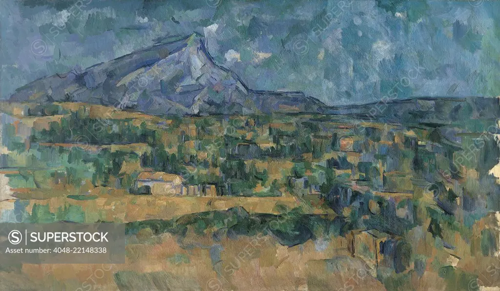 Mont Sainte-Victoire, by Paul Cezanne, 1902-6, French Post-Impressionist painting, oil on canvas. The artist worked on this proto-cubist landscape for over four years (BSLOC_2017_5_12)