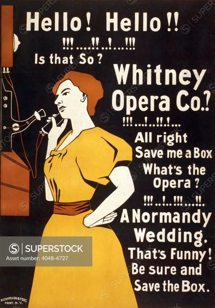 Whitney Opera Co. poster. Color lithograph ca. 1900