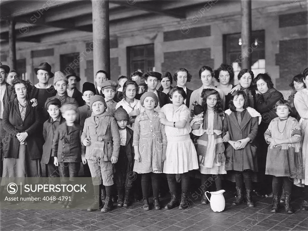 Immigrant children, Ellis Island, New York. ca. 1908