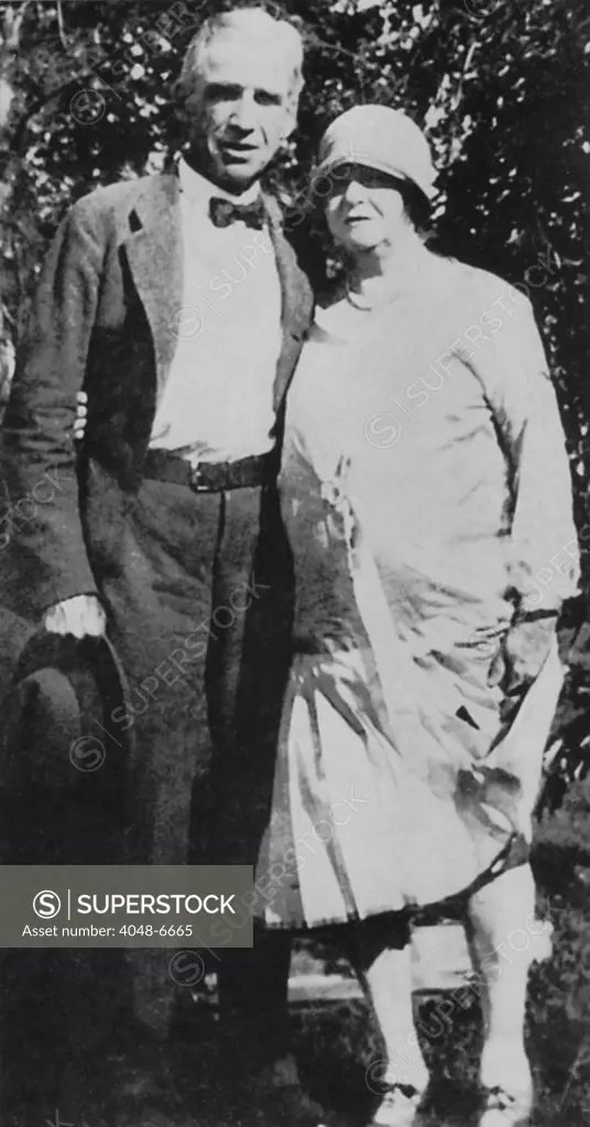 Kate 'Ma' Barker (1873-1935) with her boyfriend, Arthur Dunlop. After she was killed in an FRI shootout with her son Fred, J.Edgar Hoover reported she was the Barker Gang's mastermind to avoid criticism for her death. Ca. 1930.