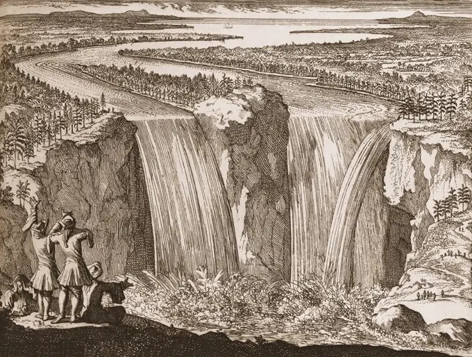 Louis Hennepin created the first known image of Niagara Falls. It was published in 1697, as an engraving in, 'New Discovery of a Very Large Country Located in America,' by Louis Hennepin  (BSLOC_2020_1_137)