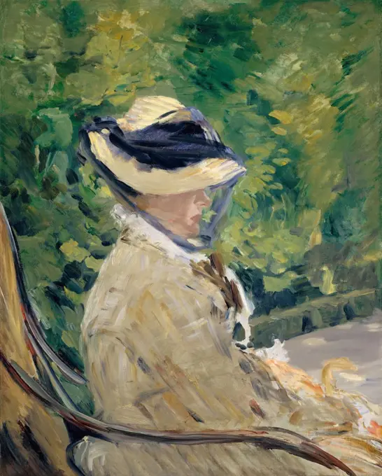 Madame Manet (Suzanne Leenhoff), by Edouard Manet, 1880 French impressionist oil painting. The portrait was painted in the Bellevue suburb of Paris, in the summer of 1880 (BSLOC_2017_3_15)