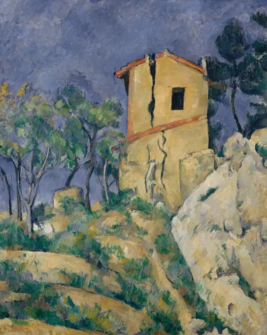 House with the Cracked Walls, by Paul Cezanne, 1892-94, French Post-Impressionist oil painting. This abandoned house was near his Aix-en-Provence studio (BSLOC_2017_5_11)