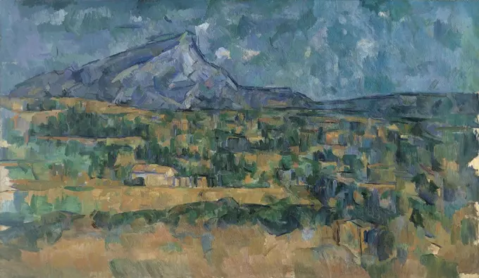 Mont Sainte-Victoire, by Paul Cezanne, 1902-6, French Post-Impressionist painting, oil on canvas. The artist worked on this proto-cubist landscape for over four years (BSLOC_2017_5_12)