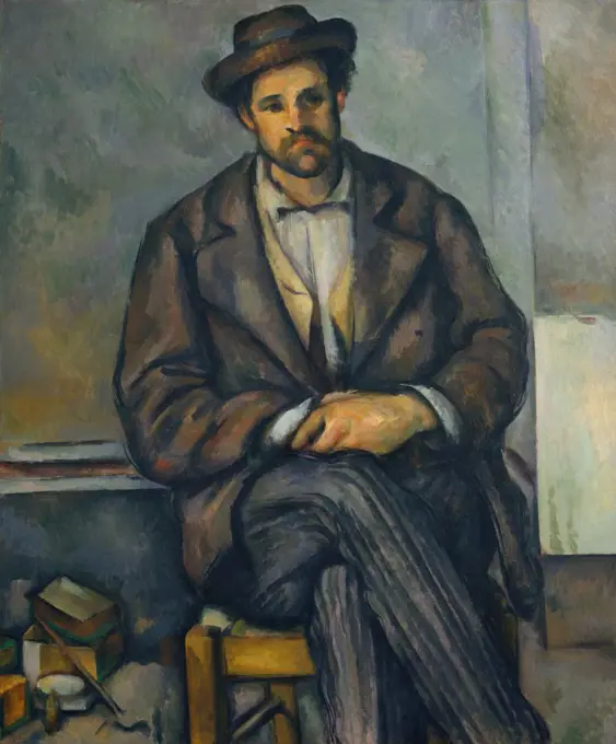 Seated Peasant, by Paul Cezanne, 1892-96, French Post-Impressionist painting, oil on canvas. The sitter is believed to be one of the workers at the Jas de Bouffan, the Cezanne family estate in Aix-en-Provence (BSLOC_2017_5_16)