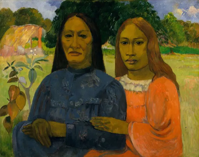 Two Women, by Paul Gauguin, 1901- 02, French Post-Impressionist painting, oil on canvas. Gauguin painted the two Tahitian women from a photograph (BSLOC_2017_5_35)