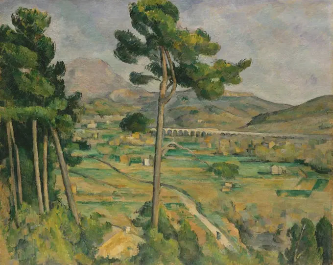 Mont Sainte-Victoire, Viaduct of the Arc River Valley, by Paul Cezanne, 1882-85, Post-Impressionism. Cezanne's native city of Aix-en-Provence is in the distance, above the banks of the Arc River Valley (BSLOC_2017_5_5)