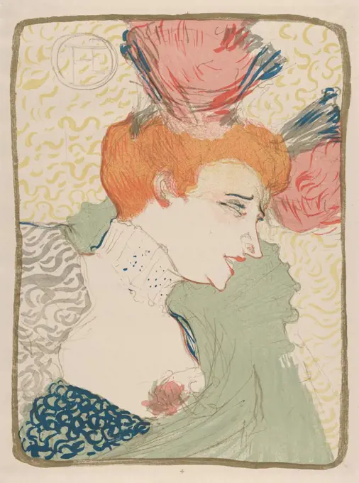 Mademoiselle Marcelle Lender, by Henri de Toulouse-Lautrec, 1895, French Post-Impressionist print. The French singer and dancer was a favorite of the artist who featured her in 12 lithographs (BSLOC_2017_5_70)