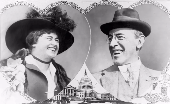 Sweethearts. President Woodrow Wilson and future First Lady Edith Bolling Galt ina presidential valentine prior to their marriage, 1915.