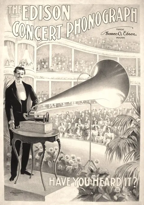 Poster for a music festival, text reads: 'The Edison concert phonograph, have you heard it', the U.S. printing Co. 1899.