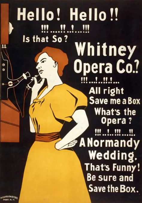 Whitney Opera Co. poster. Color lithograph ca. 1900