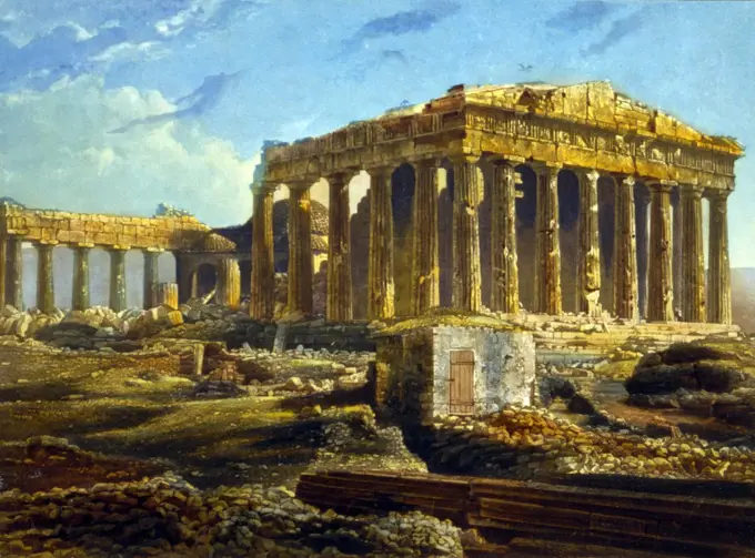 The Parthenon, Athens, Greece, print dated 1842