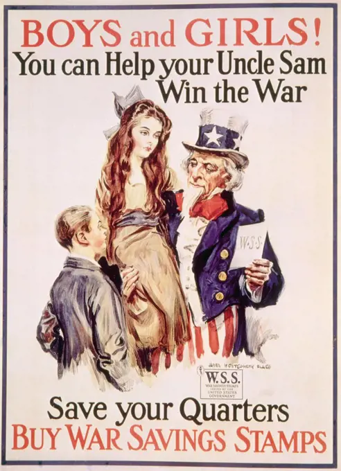 World War I American war savings stamps poster by James Montgomery Flagg, 1918