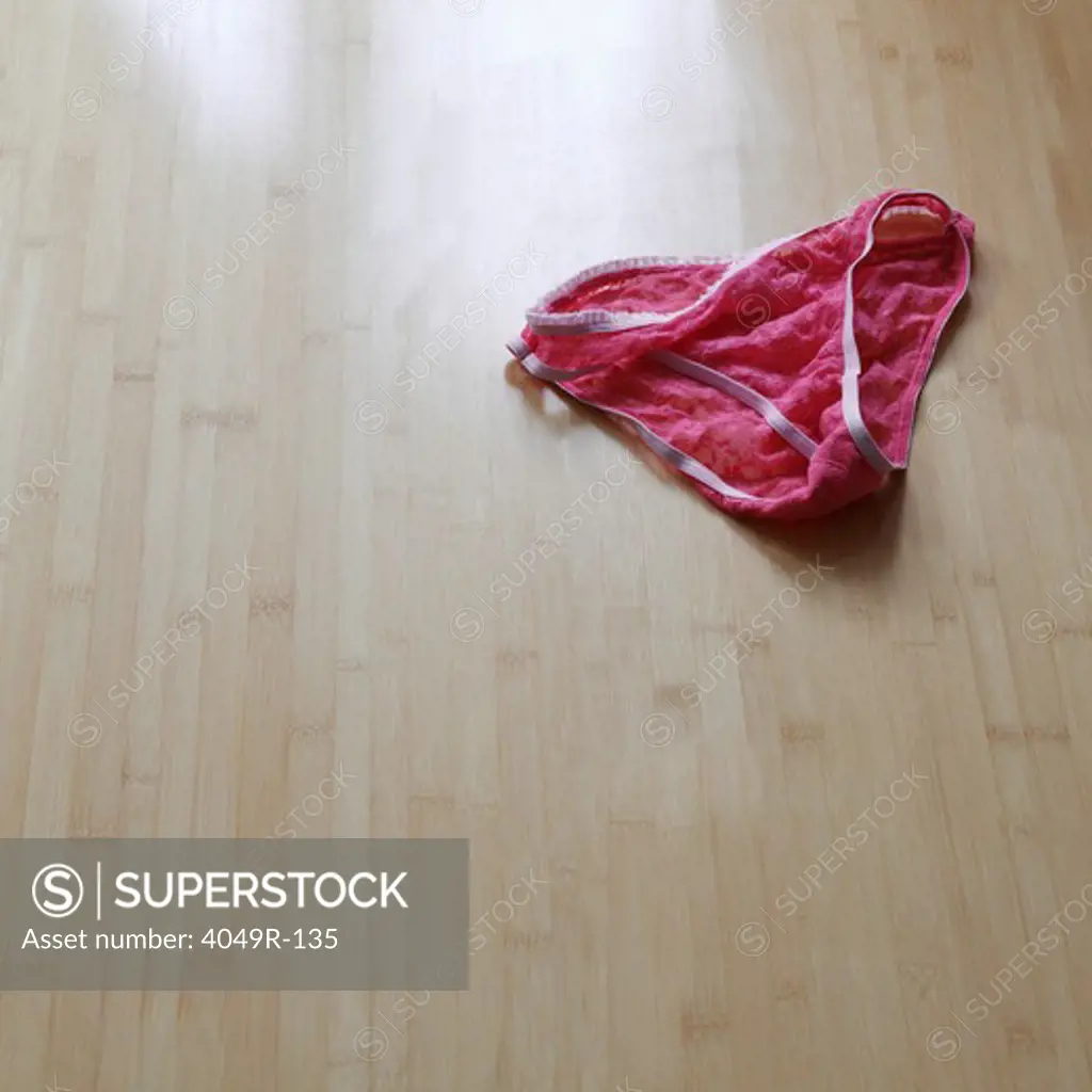 Close-up of panties on the floor