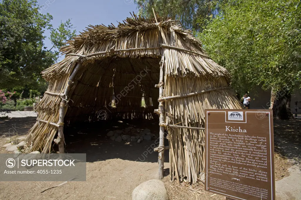 Kiicha - Native American Shelter, Mission San Juan Capistrano, Historic Downtown San Juan Capistrano, Orange County, California, USA