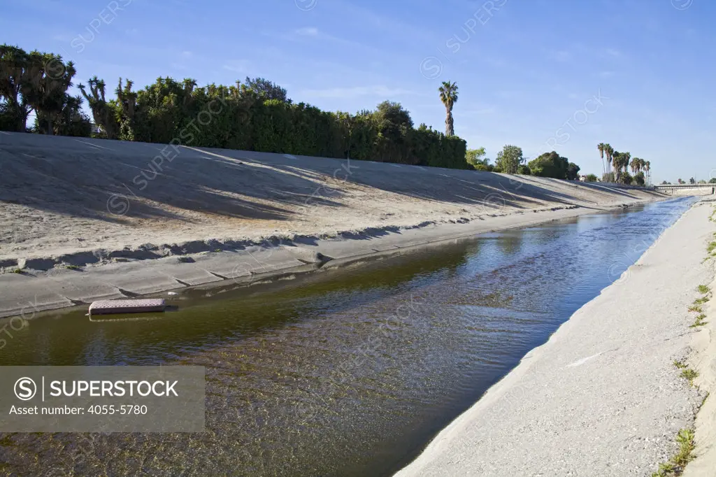 Mattress in Ballona Creek, Los Angeles, California, USA