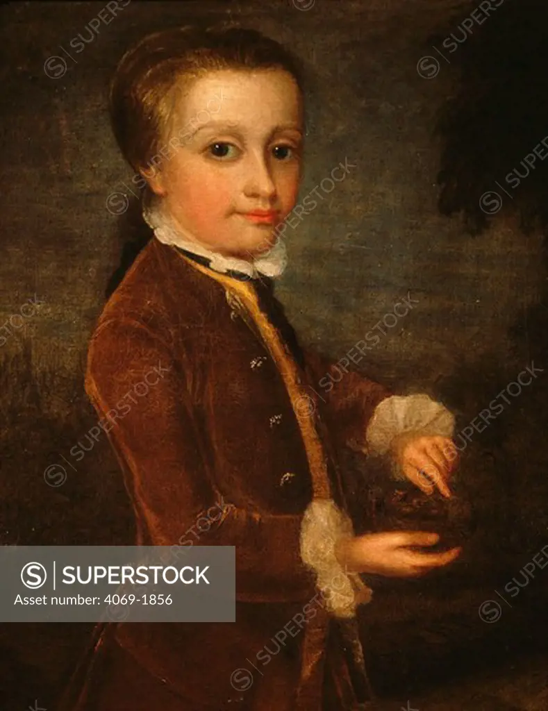 Wolfgang Amadeus MOZART 1756-1791 Austrian composer, as young boy with nightingale nest