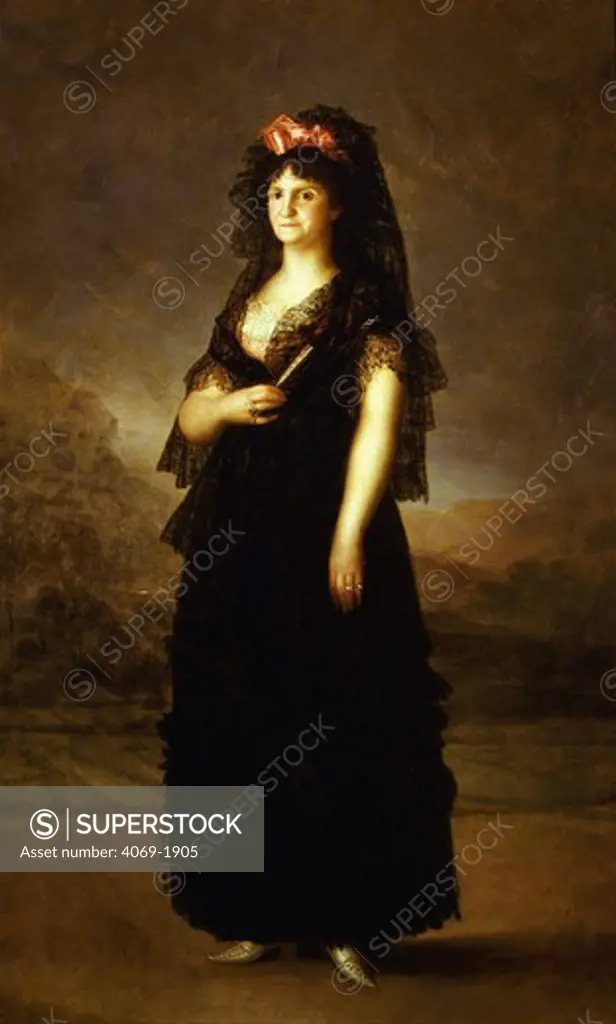 Queen MARIA LUISA of Spain 1751-1819 wife of Charles IV wearing mantilla, 209x125cm