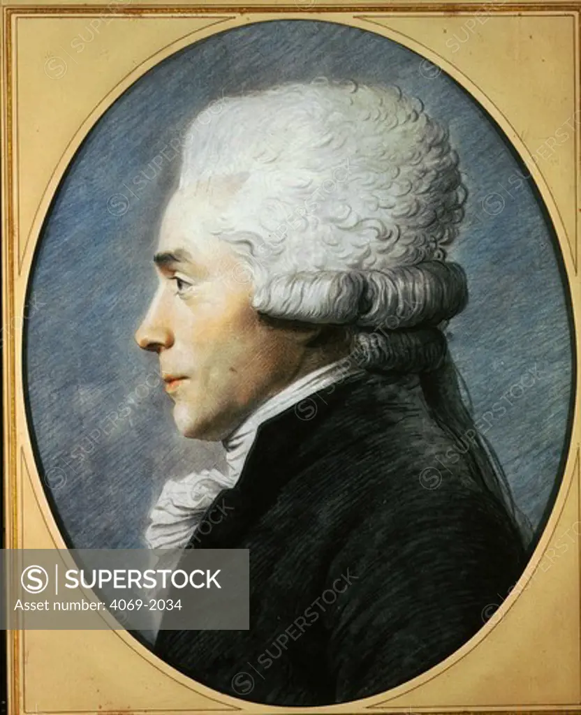 Maximilien de ROBESPIERRE 1758-94, leftist leader in French revolution, pastel, 18th century French