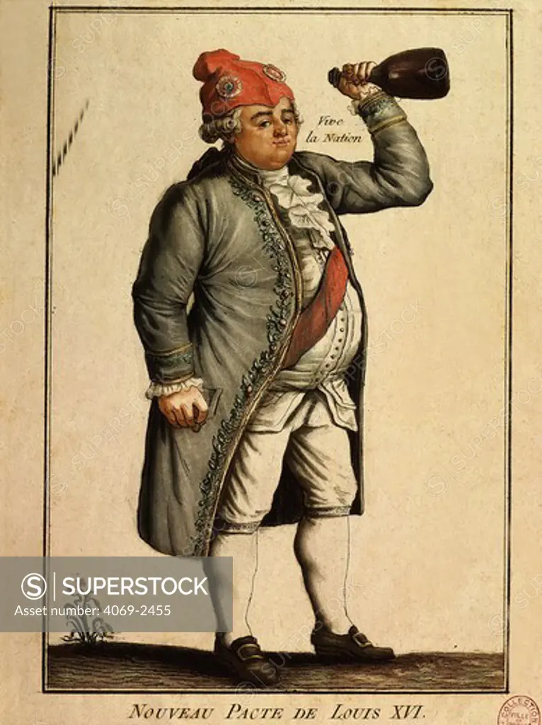 LOUIS XVI, 1754-93 King of France: Vive la nation (long live the nation), French engraving of 1792 after new pact of Louis XVI with French people