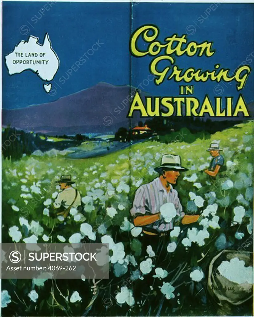 Cotton growing in Australia, Cover of Immigration Booklet, 1930s, Australia