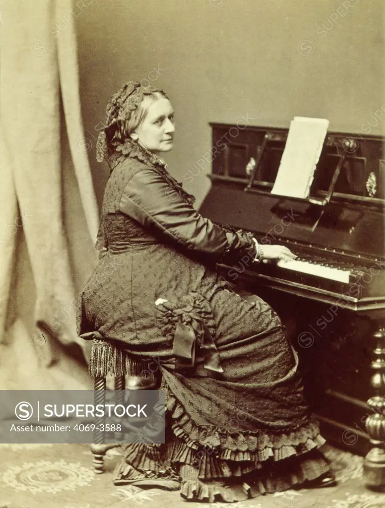 Cosima Wagner, ne Liszt, daughter of Franz LISZT, 1811-86 Hungarian composer, at the piano, photograph