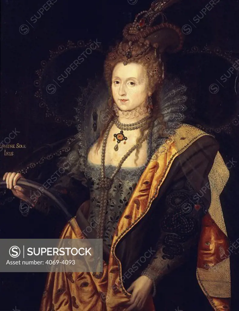 ELIZABETH I, 1533-1603 Queen of England, (copy of 'Rainbow' portrait attributed to M. Gheeraerts or Isaac Oliver, c.1600-03, at Hatfield House) (MV 4116)