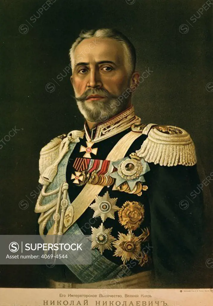 Grand Duke NICHOLAS Nikolaevich Romanov, 1856-1929 Russian army supreme commander 1914-17, Russian engraving