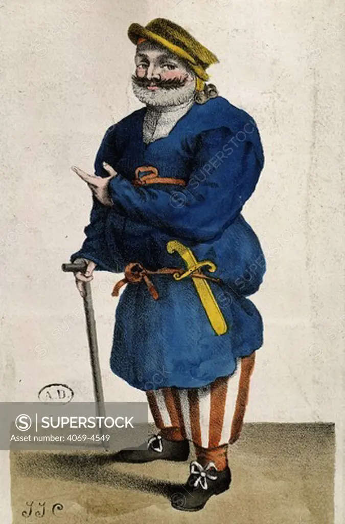 Robert GUERIN, French actor called Lafleur, c. 1600 in comedy farce Gros-Guillaume