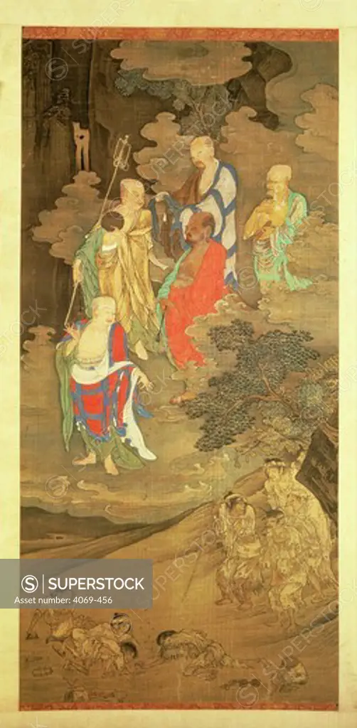 Choud Chi Chang, depicting the disciples of Buddha giving alms to the poor, 12th century painting