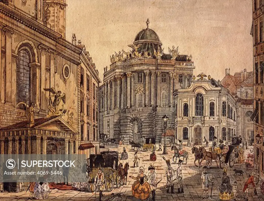 Kohlmarkt, Vienna, Austria, 18th century engraving