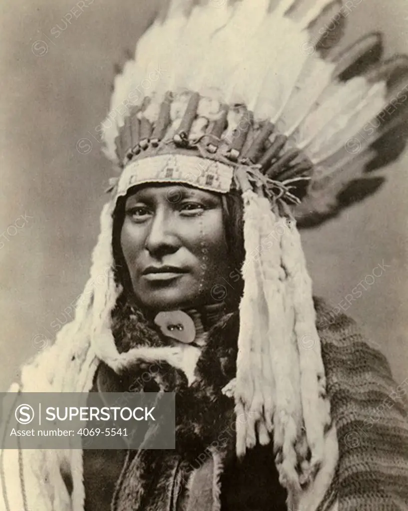 RAIN-In-The-Face (Iromagaja) 1835-1905 Chief of Hunkpapa Lakota Sioux Indian tribe, associated with the killing of General George Armstrong Custer in 1876 at Little Big Horn, Montana, USA