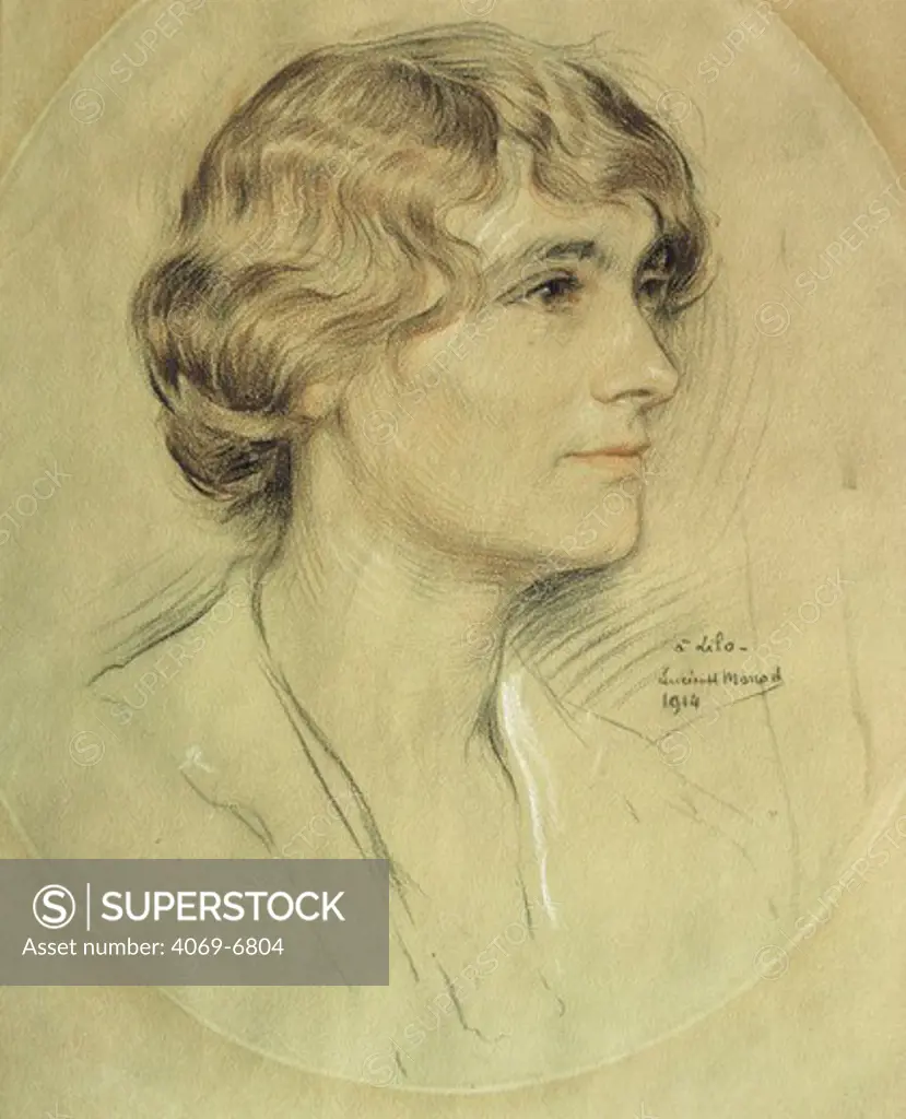 Lily TEXIER, first wife of Claude DEBUSSY, 1862-1918, composer, drawing, 1914