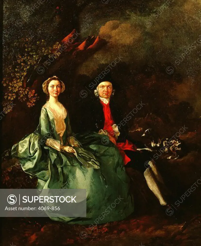 Portrait of painter John Kirby, 1716-74, and his wife