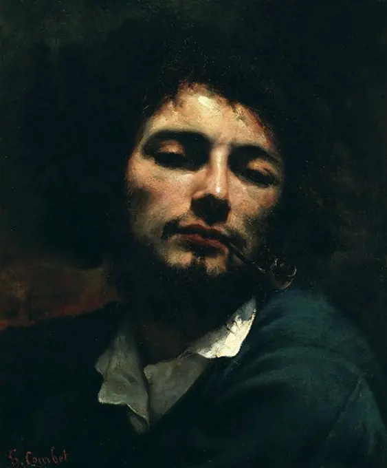 Self portrait called L'homme ê la pipe (man with pipe) (COURBET)