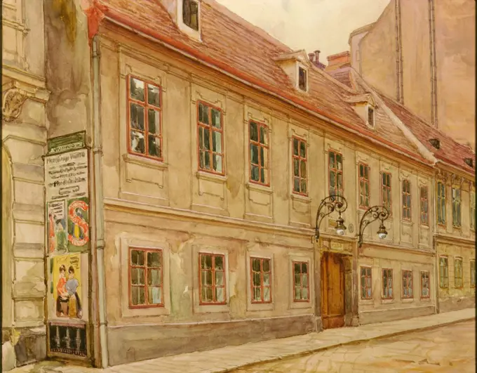 House in Vienna of Franz Josef HAYDN 1732-1809, Austrian composer, 19th century watercolour