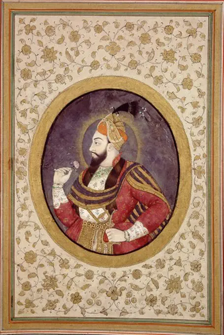 ABDUL Hasan Qutb Shah, ruled Golconda 1662-87 when his state conquered by imperial troops, c. 1680 Golconda Mughal School Indian miniature