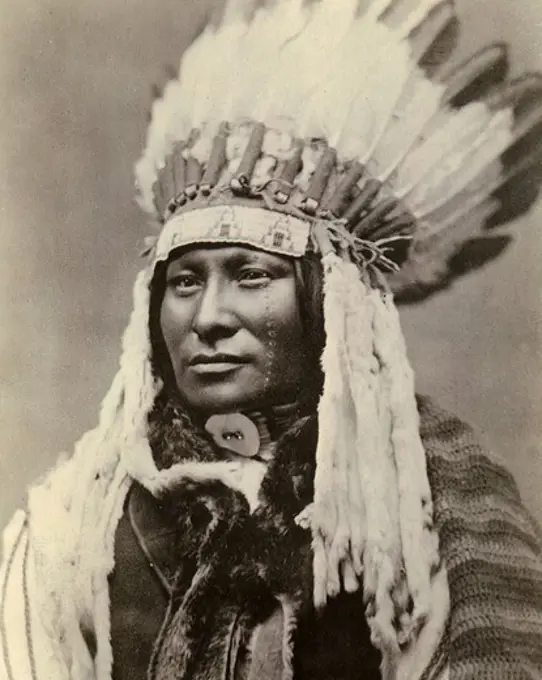 RAIN-In-The-Face (Iromagaja) 1835-1905 Chief of Hunkpapa Lakota Sioux Indian tribe, associated with the killing of General George Armstrong Custer in 1876 at Little Big Horn, Montana, USA