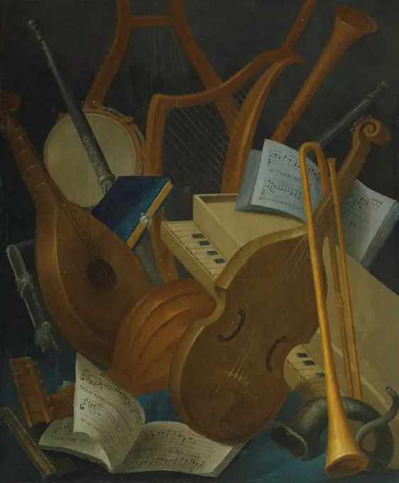 Allegory of Music, painted panel from Cabinet des Grelots, Bells Cabinet, 1554