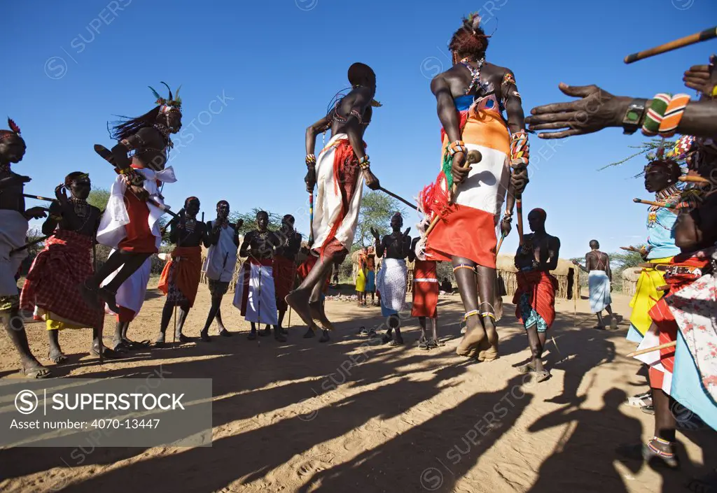 Samburu people dancing, Laikipia, Kenya