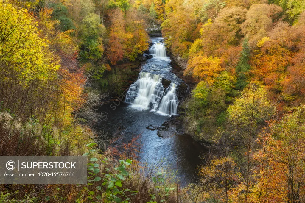 Falls of Clyde in autumn ,New Lanark, Scotland, UK, October 2019.