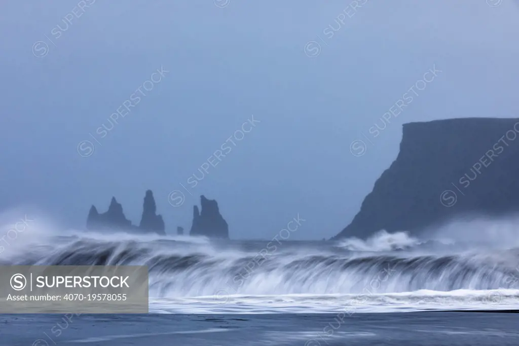 The Reynisdrangar rock formation, Vik, Iceland. October 2017