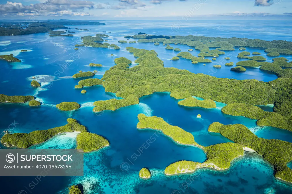 Aerial view of the rock islands, Palau.