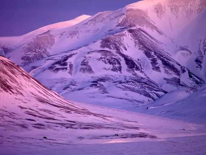 First light over Svalbard, Norway, February.