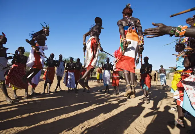 Samburu people dancing, Laikipia, Kenya