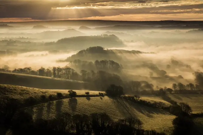 View from Colmer's Hill, Bridport, Dorset, England, UK. April 2016.